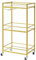 IBUYKE Home Bar Servierwagen, kleiner Barwagen mit 3-stöckigem Glasregal, mobiles Getränkeregal mit Weinhaltern und Glashaltern, Minibar für den Außenbereich, kleiner Raum, Küche, Gold TMJ519G