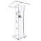 Afitdon Acryl Podium, Transparenter Acryl Rednerpult mit Rädern & Speicher Regal, Kirche Kanzel mit 15 Farbe LED-Licht, Podium Ständer for Kirche, Vortrag, Hochzeit, Klassenzimmer(23.6x16.1x 45.2)