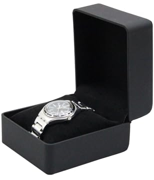 DOZNOZRI Uhrenbox mit Einzel Fächern, PU Leder Uhrbox mit herausnehmbaren Uhrenkissen, Uhrenkoffer Aufbewahrungsbox Geschenkbox für Herren Damen Weihnachten Jubiläum (Schwarz-rechteckig)
