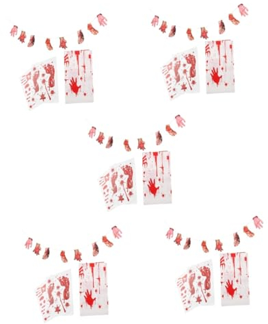 ABOOFAN 5 Sätze Halloween-Dekorationen Halloween wanddeko Halloween hängedeko hängender Anhänger Blut Tischläufer schmücken tischdecke Szenenlayout-Requisite blutige Halloween-Dekoration