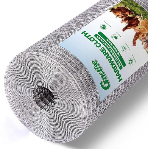 GMOTLSE Hardware Cloth 1/4 inch 23 Gauge Large Size 304 Stainless Steel mesh Chicken Wire Fencing Wire Mesh Roll Welded Wire Fencing Garden Fence 24in×49ft