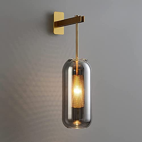 AITEKODVG Applique Murale Moderne Applique Murale En Métal Abat-Jour En Verre Éclairage Industriel Pour Chambre Salon Chevet Couloir Restaurant Escalier Lampe De Chevet,A