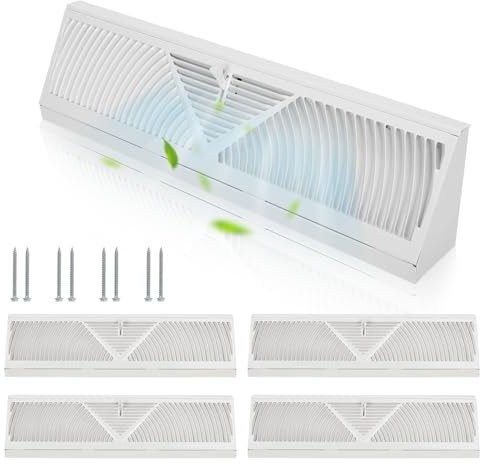 ISXACFF 4 Pack 18 Inch Baseboard Register Diffuser, Vent Covers for Home Floor Wall Baseboard Vent Covers Supply Floor Baseboard Diffuser for Home Floor Wall Baseboard Vent Covers