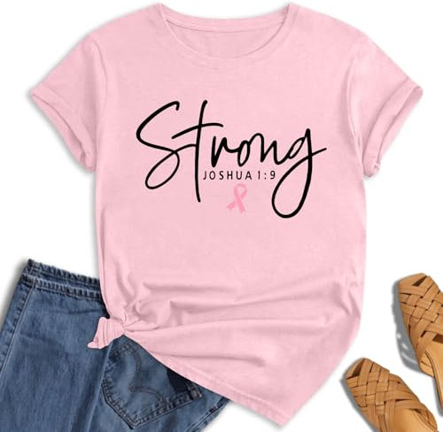 hohololo Tee-Shirt Octobre Rose pour Femme T-Shirt De Lutte Contre Le Cancer,Rose-F,XXL