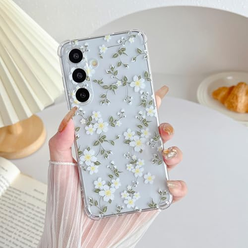ZTOFERA Coque pour Samsung Galaxy A55,Motif Floral,Grande Fleurs Blanche