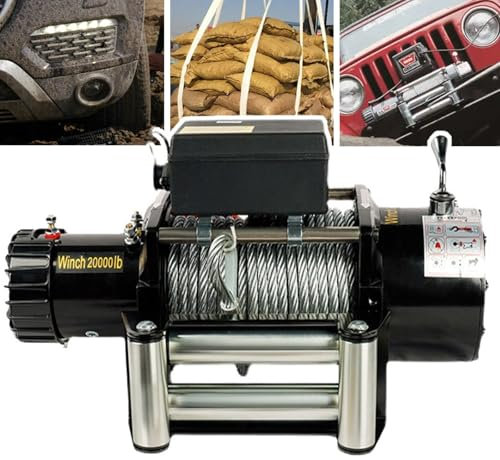 JMbpkduHs Treuil Hydraulique De 9 500 à 20 000 LB avec Câble en Acier Robuste De 24 M, Engrenage Planétaire à 2 étages pour Véhicule Tout-Terrain, Bateau, ATV, SUV,24v-20000lbs