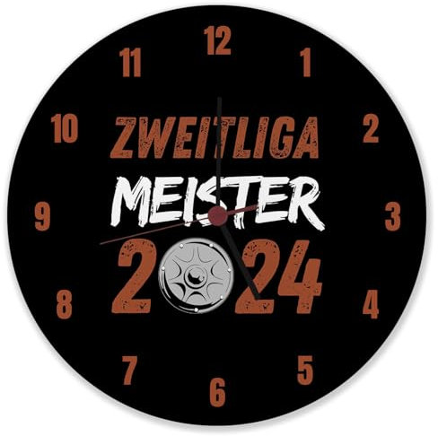 speecheese St. Pauli Meisterschale Wanduhr aus Alu mit Spruch Zweitliga Meister 2024 Fußball Hamburg Reeperbahn Aufstieg Trophäe Wettbewerb Gewinner Felge