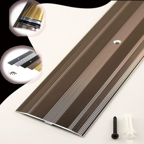 ZIUSFAC Silber Bodenprofil Metall Türschwelle Kanten Trim Breite 6cm Flacher Trennstreifen Eckschutzprofil Laminat/Holzböden Übergangsleiste Übergangsschiene Für Verbindungsböden Lücken Länge 90cm(Cof