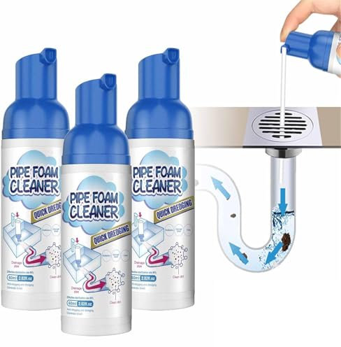 Abflussreiniger, Schaum-Abflussreiniger für Waschbecken, Get Out Schaum-Abflussreiniger, leistungsstarker Waschbecken- und Abflussreiniger, Schaumreiniger für Badezimmer (3 Stück)