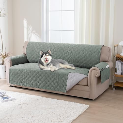 BellaHills Wasserdicht Sofabezug Übergröße 3 Sitzer (51x198cm), Sofa Auflage Pets Couch Überzug Anti-rutsch Sofa Überzug mit Gummiband, Lilienkissen