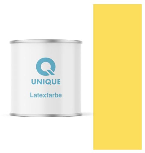 Q UNIQUE Latexfarbe 2L (ca.14m2) Gelb Innenfarbe Wandfarbe Deckenfarbe Klasse 3 Mattfarbe Scheuerfest Hohe Deckkraft