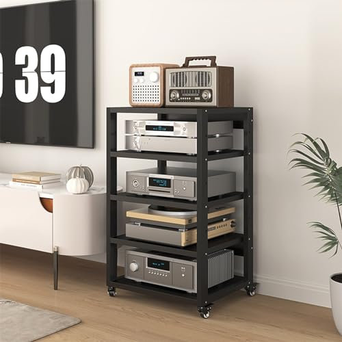 Beweglicher Audio-Video-Komponentenschrank mit 5 Ebenen und HiFi-Racks und Ständern für Wohn-, Spiel- und Aufnahmeräume