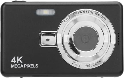 2,4 Zoll Digitalkamera, 16 facher Zoom, 50 MP, Fotos, Vlogging Kamera, 4K Videokamera, Anti Shake Kamera, Kompaktkameras mit Fülllicht für Anfänger, Teenager, Erwachsene (64GB)