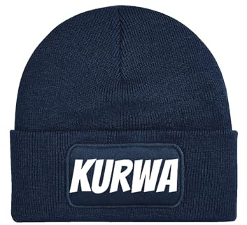 NIMAMA Mütze Beanie Kurwa Wintermütze Statement Spruch Print Geschenk Unisex Strickmütze für Herren und Damen