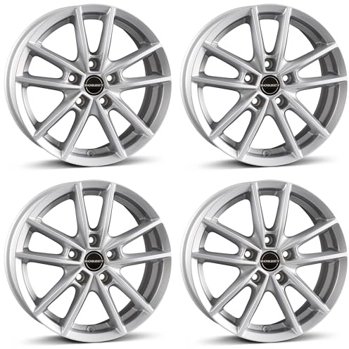 4x Borbet Felgen W 6.0x15 ET43 5x114.3 crystal silver kompatibel mit Toyota Auris Corolla
