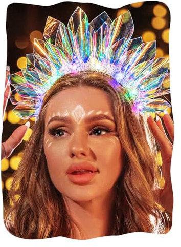 Flovel Serre-tête lumineux à LED avec couronne de déesse de la liberté - Accessoires de cheveux pour femme
