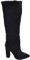 Stivali Donna Nero camoscio a Punta con Tacco Largo Comodo 10 cm Gambale Largo Polpaccio Comodo Elastico (36 EU)