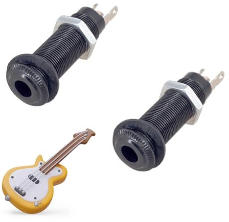 Cerioll Prise Jack Pour Guitare Électrique, 2 Pièces Prises Jack Stéréo 6,35 mm Avec 3 Broches, Pour Guitare, Basse, Instruments Argenté