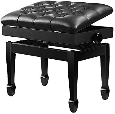 GZSLKSCD Frisiertischhocker, verstellbare Klavierbank mit Notenfach, moderner Klavierhocker mit gepolstertem Sitz für Zuhause und den Beruf, Schwarz