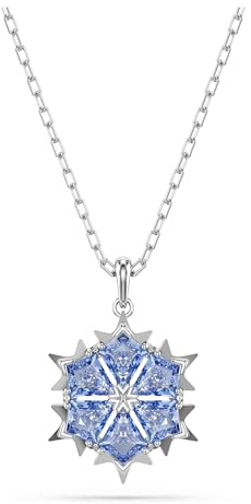 Swarovski Magic Pendant Necklace, Snowflake Motif with Blue Kite-Cut Crystals in a Rhodium-Finished Setting, Part of the Magic Collection