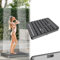 Froadp Gartendusche Campingdusche Aluminium & WPC Bodendusche Holzfarbe Saunadusche mit rutschfeste Standfläche 55x70cm Wetterfest Holzoptik Außendusche für Standard-Gartenschläuche (Rechteckig)