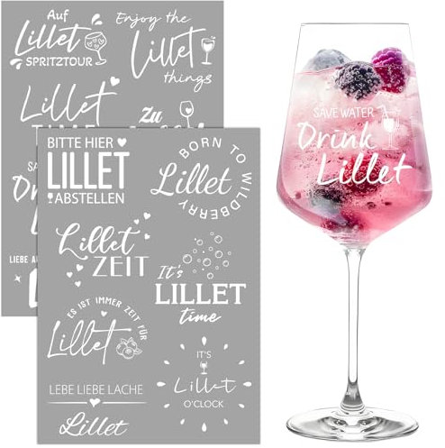 14 Stück Lilletglas Personalisiert Aufkleber Rub On Sticker Lil*et Gläser Aufkleber Weiß Bitte Hier Lil*et Abstellen Rub Ons Folie Weinglas Transferfolie DIY Geschenk für Lilletliebhaber Mottoparty
