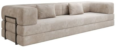 Luxusbetten24 Designer Sofa Lazy 3 Sitzer XXL in Cord Beige