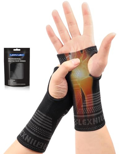 Lexniush Handgelenk Bandagen, Handgelenkbandage 2 Stück für Links/Rechts, Handgelenkstütze für Karpaltunnel, Arthritis, Sehnenscheidenentzündung, Kompression Bandage Handgelenk für Sport, Fitness, S