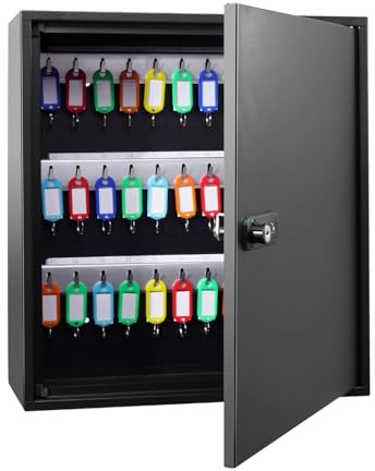 Worshow Key Safe Wall Mounted - Key Box Outdoor, Key Cabinet with 4 Digital Combination, Waterproof and Security Lockbox, Ideal Keys Cupboard for Home, Office, Garage, Warehouses, School