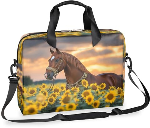 Mexpekil Laptoptasche mit afrikanischem Pferd und Sonnenblume, 13-16 Zoll (33 - 40,6 cm), Messenger-Computertasche, Aktentasche für Damen und Herren