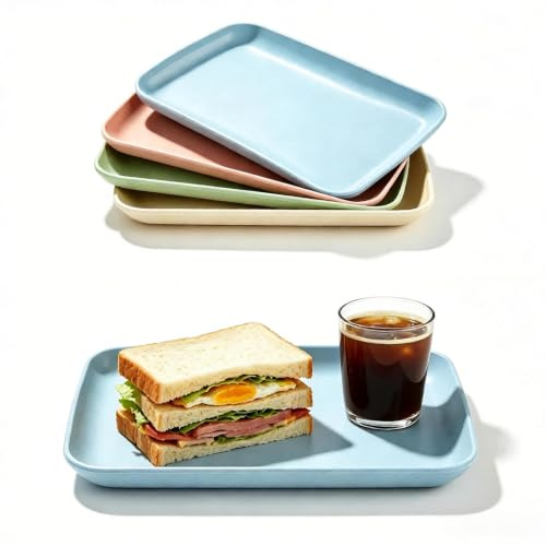 4 Pieces Plastic Kitchen Trays 23.6 x 14.2 x 2.6 cm Small Serving Trays