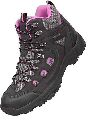 Mountain Warehouse Adventurer Womens Waterproof Boots - Durable Hiking Shoes, Breathable, Synthetic Upper, Mesh Lining, Cushioned Footbed - Ideal for Walking & Trekking, Black, Womens Shoe Size 6 UK