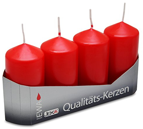 OLShop AG 3er Pack Stumpenkerzen rot, ca. 40 x 80 mm (3 x 4 Stück) Kerze Kaminkerze Laternenkerze Dekoration