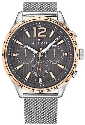 Tommy Hilfiger Unisex-Adult Quartz Watch, Multi dial Display and Stainless Steel Strap 1791466