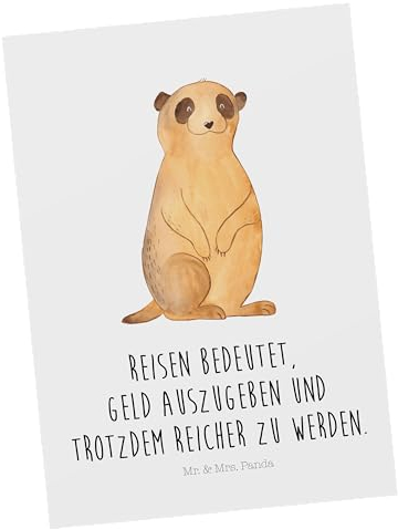 Mr. & Mrs. Panda Geburtstagskarte Erdmännchen - Geschenk, Afrika, Reisen, Traveling, Geburtstagskarten, Weltreise, Geschenkkarte, Spruch, Postkarte, Wanddeko, Einladungskarten Geburtstag, Karte