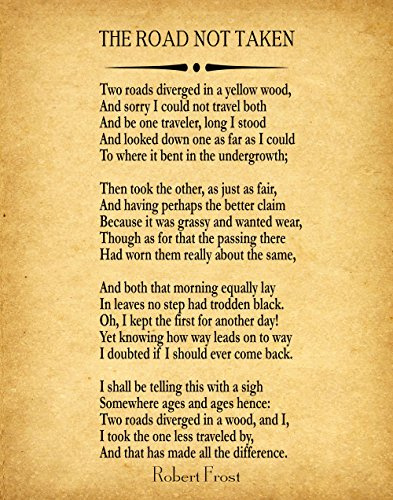 The Road Not Taken by Robert Frost 1916 Great American Poetry Wall Art Poetry Prints Poetry Poster (13cm x 18cm, Vintage)