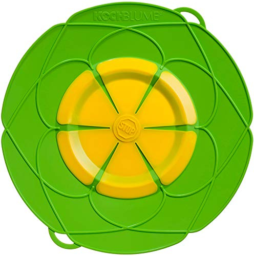 Kochblume - das Original vom Erfinder Armin Harecker XL 33 cm Limette, Überkochschutz für Topfgrößen von Ø 20 bis 28 cm, Set mit Microfasertuch