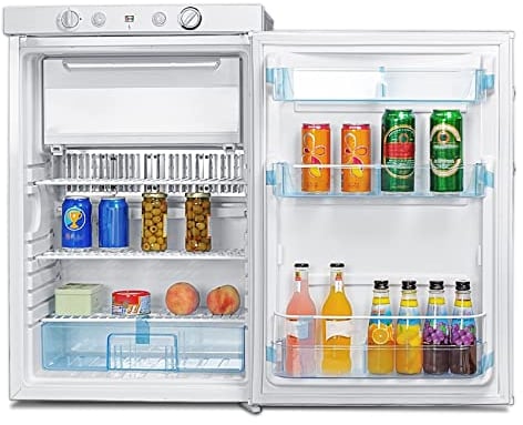 Smad Gas Fridge Freezer (85L + 15L), Gas 12V 220V, Silent 3 Way Fridge for Mobile Home, Garage, Cottages, Dorm, Office, Hotel, Bedroom, Campervan, Caravan, Reversible Door, White