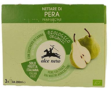 4 PEZZI DA ML200X3 NETTARE IN BRIK BIO ALCE NERO - ALBICOCCA - PERA- MIRTILLO - MELA - POSSIBILITA' ORDINE MISTO (PERA)