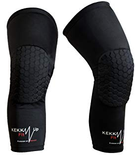 KEKKUPFIT - Ginocchiere Basket - Compressione - Scaldamuscoli per gambe con protezioni sport - basket - pallavolo - portiere calcio - pallamano. (S EU)