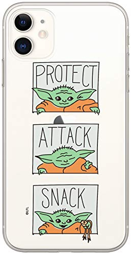 ERT GROUP Handyhülle für Apple Iphone 11 Original und offiziell Lizenziertes Star Wars Muster Baby Yoda 009 optimal an die Form des Handy angepasst, teilweise transparent