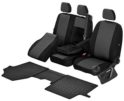 Passgenaue Sitzbezüge Hero und Gummifußmatten kompatibel mit Toyota Proace ab 2017 - EIN Set
