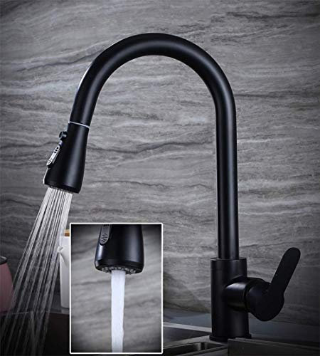 Schwarz Pull Down Küchenarmatur Wasserhahn Einhand Öl Eingerieben Bronze Waschbecken Mixer Wasserhahn 2 Muster Duschauslauf Heiß Kalt Wasserhahn B