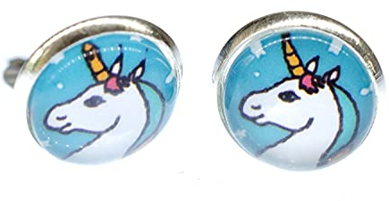 Miniblings Einhorn Ohrclips Cabochon Hänger Fabelwesen Pferd Fantasy 13mm - Handmade Modeschmuck I Ohrhänger Ohrschmuck