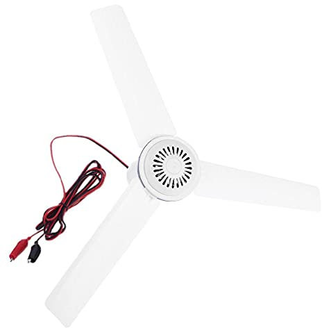 R1vceixowwi Ventilador de techo silencioso, 12 V, 48,6 cm, para tienda de campaña, sin interruptor, para cama de senderismo, al aire libre, picnic, barbacoa, para camping