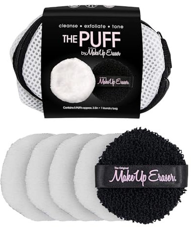 MakeUp Eraser Toner Puff 5-teiliges Set, wiederverwendbare und maschinenwaschbare Runden, Wäschebeutel im Lieferumfang enthalten