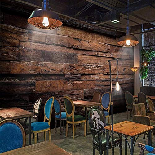 HDHGKYY Papel tapiz 3D Mural de sala de estar Papel tapiz grande Retro nostálgico Tablero de madera Grano de madera Pintura de pared Fondo de TV Etiqueta de la pared