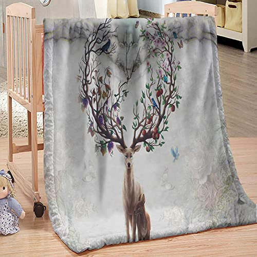 Kuscheldecke Graues Abstraktes REH Decke Mikrofaser Kuscheldecke Flauschig Langlebig Fleecedecke Zweiseitige Couchdecke Dick & Warm Wolldecken für Couch(180x220cm)