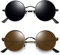 Joopin Runde Sonnenbrille Herren Polarisiert Dunkle Retro Hippie Damen Sonnenbrille Rund Braun 2 Pack (Voll Schwarz und Kupfer Braun)