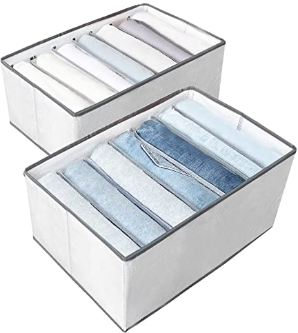 LELEMY kleiderschrank organizer,schubladen kleideraufbewahrung aus mesh,ordnungssystem kleiderschrank mit PP-Trennwänden,Schrank Organizer für Kleidung,Jeans,Hosen,Tshirt,Unterwäsche(2pcs)
